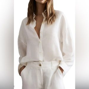 Rag and Bone 100% Linen Button Shirt White